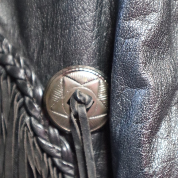 Black Fringe Leather Jacket - Picture 3 of 7